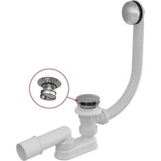 Слив-перелив для ванны AlcaPlast 57 см, Click-clack, металл, хром (A504CKM / AG210135160)