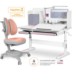 Комплект Mealux Winnipeg Multicolor PN (BD-630 WG + PN + кресло Y-115 PG) (стол + кресло) столешница белая, накладки розовые и серые