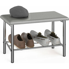 Обувница Delice Самба разборная хромированная, сиденье цвет искусственная кожа №21 серебро