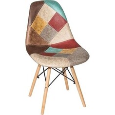 Стул La-Alta Patchwork в стиле Eames коричневый экокожа