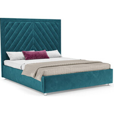 Кровать Mebel Ars Мишель 160 см (бархат сине-зеленый STAR VELVET 43 BLACK GREEN)