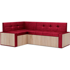 Кухонный диван Mebel Ars Таллин левый угол (бархат красный STAR VELVET 3 DARK RED) 210х83х140 см