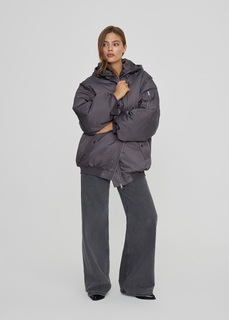 Утеплённый бомбер с капюшоном NICEONE [Графит, M]