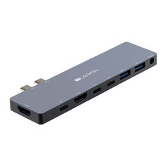 Док-станция Canyon DS-8 Power Delivery 8-в-1 для MacBook Pro/Air, серый