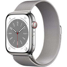 Умные часы Apple Watch Series 8 (GPS+ Cellular), 41 мм, Silver Stainless Steel Case/Silver Milanese Loop - One Size