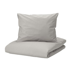 Комплект постельного белья Ikea Strandtall, 3 предмета, 240x220/80x80, серый/темно-серый