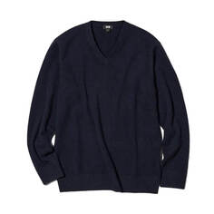 Джемпер Uniqlo 100% Cashmere V Neck, темно-синий