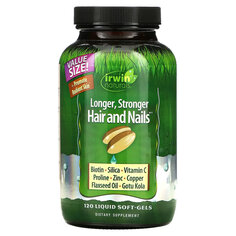Irwin Naturals, Healthy Skin &amp; Hair Plus Nails, 120 мягких желатиновых капсул с жидкостью