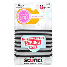 Scunci, Тугие резинки для волос Everyday &amp; Active, No Slip Grip, 14 штук