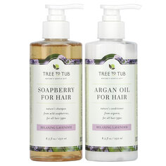 Tree To Tub, Увлажняющий шампунь с мылом и аргановым маслом для сухих волос и чувствительной кожи головы, расслабляющая лаванда, набор из 2 предметов