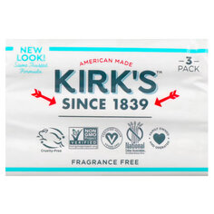 Kirk&apos;s, Нежное кастильское мыло с кокосовым маслом премиального качества, без отдушек, 3 шт. По 113 г (4 унции) Kirk's