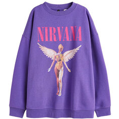 Свитшот H&amp;M Oversized Printed Nirvana, фиолетовый H&M