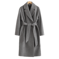 Пальто H&amp;M Wide-cut Wool, серый H&M