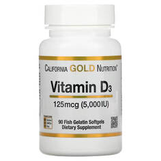 Витамин D3 California Gold Nutrition 125 мкг 5000 МЕ, 90 капсул