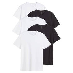 Комплект футболок H&amp;M Slim Fit, 5 предметов, белый/черный H&M