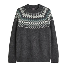 Джемпер H&amp;M Relaxed Fit Jacquard-knit, темно-серый с рисунком H&M