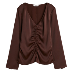 Блузка H&amp;M Gathered, темно-коричневый H&M