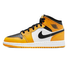 Кроссовки Nike Jordan 1 Mid, белый/желтый/черный