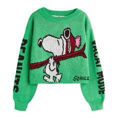 Джемпер H&amp;M Snoopy Jacquard-knit, зеленый H&M