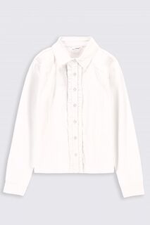 Блузка с длинными рукавами Coccodrillo белый с классическим воротником и оборками