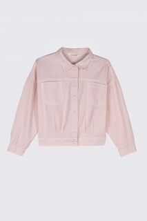 Джинсовая куртка Coccodrillo розовый с карманами и застежкой на кнопки