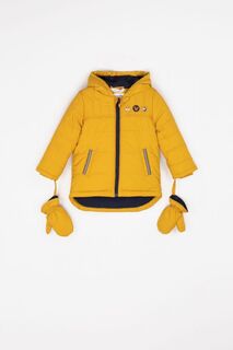 Зимняя куртка Coccodrillo медового цвета со светоотражающими элементами и хлопковой подкладкой