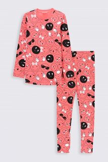 Пижама для девочки Coccodrillo коралловый хлопок с длинными рукавами