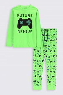Пижама для мальчика Coccodrillo зеленый хлопок с длинными рукавами