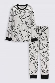 Пижама для мальчика Coccodrillo серый хлопок с длинными рукавами