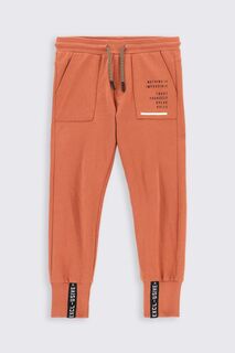 Тренировочные брюки Coccodrillo коричневый с карманами и надписями
