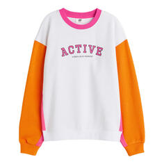 Свитшот H&amp;M Move Color-block Sports, белый/розовый/оранжевый H&M