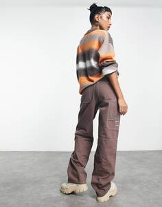 Мешковатые джинсы карго COLLUSION x014 цвета мокко со сборками и контрастной отстрочкой