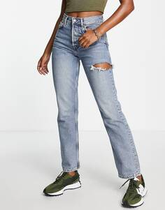 Выбеленные джинсы Topshop Dad с боковыми разрезами