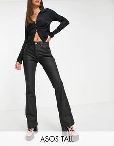 Черные расклешенные джинсы с заниженной талией ASOS DESIGN Tall
