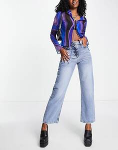 Голубые винтажные выбеленные джинсы COLLUSION x014