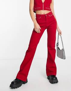 Расклешенные джинсы красного цвета ASOS DESIGN