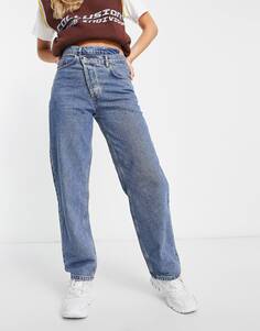 Синие винтажные мешковатые джинсы COLLUSION x014 со ступенчатым поясом в стиле 90-х