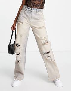 COLLUSION x014 Y2K экстремальные мешковатые джинсы с прорехами в розовом оттенке