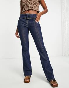 Расклешенные джинсы с пряжками цвета индиго Topshop Y2K