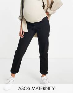 Черные джинсы свободного кроя с эластичным поясом ASOS DESIGN Maternity
