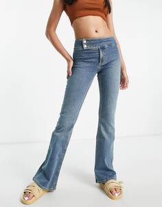 Эластичные расклешенные джинсы с низкой посадкой и поясом ASOS DESIGN