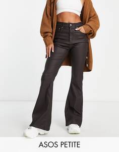 Эластичные расклешенные джинсы ASOS DESIGN Petite Power, шоколадно-коричневый