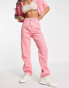 Розовые джинсы свободного кроя с высокой посадкой Miss Selfridge