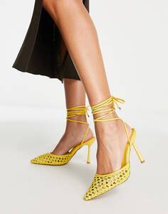 Желтые туфли на высоком каблуке с завязками ASOS DESIGN Preston