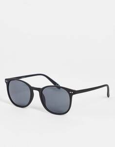 Солнцезащитные очки в круглой матовой оправе с дымчатыми линзами ASOS DESIGN - BLACK