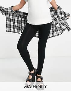 Черные леггинсы с поясом с логотипом Topshop Maternity