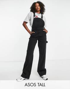 Черный джинсовый комбинезон ASOS DESIGN Tall