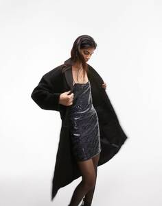 Элегантное длинное пальто Topshop черного цвета
