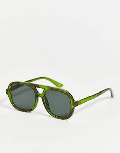 Темно-зеленые солнцезащитные очки-навигаторы с дымчатыми линзами ASOS DESIGN - DGREEN