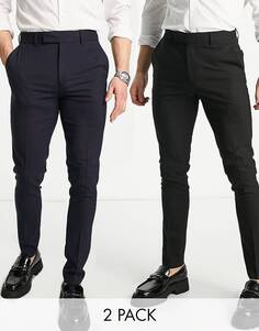 Черные и темно-синие брюки скинни ASOS DESIGN
